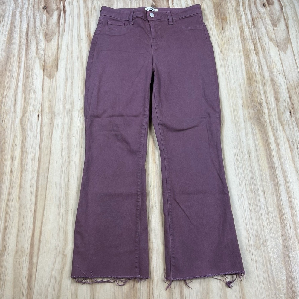 L'Agence Women's Purple Stretch Cropped Ankle Jeans Raw Hem Size 30 Denim